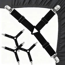 Jie Tiansha Sheet Holders and Bed Sheet Holder Elastic Fasteners Metal 4 Pack