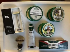 Wet Shaving Kit – Henson AL13 Aluminum Razor ++, Stirling Soaps, Proraso & Brush