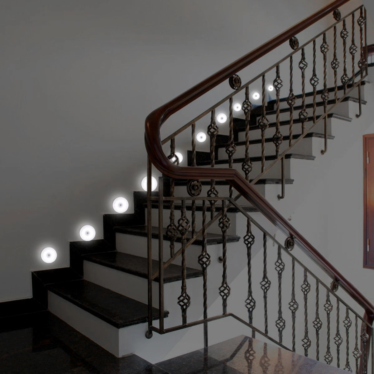 Gabinete de pared magnético inalámbrico recargable USB con sensor de movimiento 8 LED luz nocturna