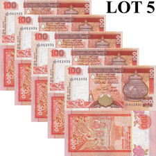 Sri Lanka 100 Rupees 2005 P 111d UNC 1/20 Bundle Lot 5 pcs
