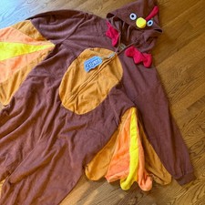 NWT Turkey Full Body Pajamas Costume w/Hood, Jumpsuit Halloween Thanksgiving Med