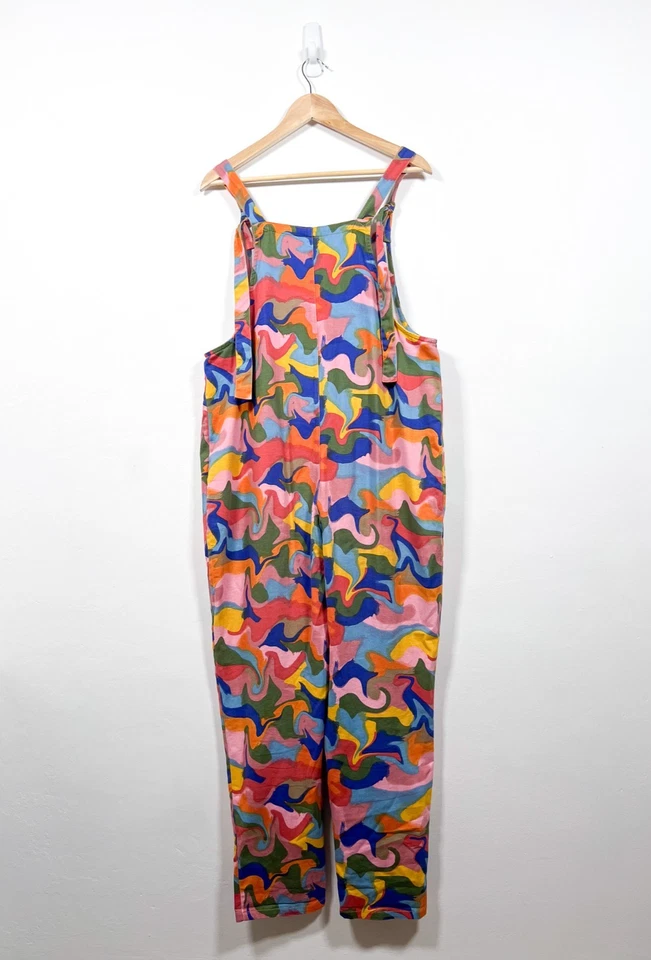 Lucy & Yak Dungarees Size 14 Rainbow Camouflage Overalls Jumpsuit Festival Arty - Image 2 of 4
