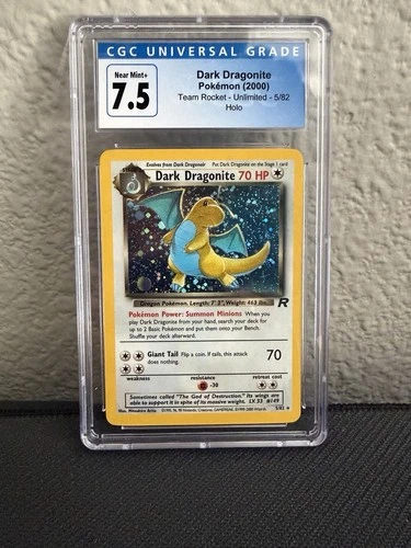 CGC Near Mint+ 7.5 Pokémon TCG Dark Dragonite 5/82 Team Rocket Holo Rare Unltd