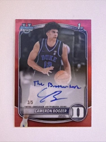 2025 Bowman Chrome Cameron Boozer Duke “the Brotherhood” /5 True Red Auto - Picture 1 of 7