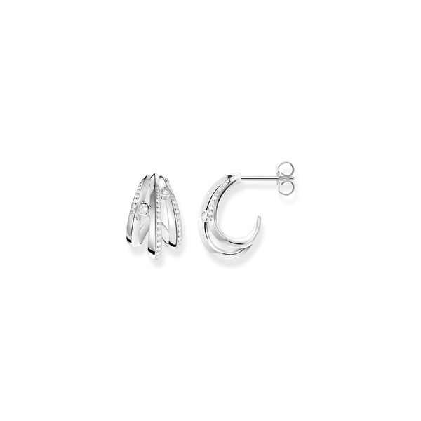 Thomas Sabo H2231-051-14 Creolen Ohrringe Damen Welle Mit WeißEn Steinen Silber-image