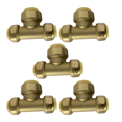 #ad 5 Pack XFITTING 1 2quot; x 1 2quot; x 3 4quot; Push Fit Reducing Tee Push To Connect Brass $28.99