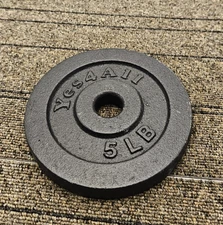 (QTY 2) Yes4All 5LB Weight Plate 1.057in Hole Black Exercise Fitness Gym Train