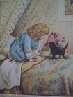 UNUSED vintage greeting card American Greetings FRIENDSHIP Girl & Cat On Bed — photo 4