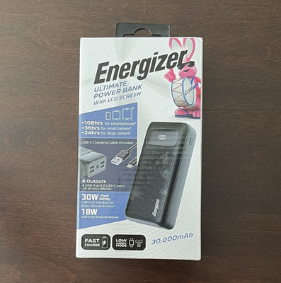 Energizer Ultimate Power Bank 30000mAh 30W PD LCD 6-Port USB-C/USB-A Black