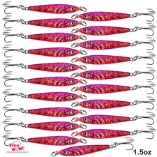 20pcs Fish WOW! 1.5oz Mega Metal Bait Jig luna Lure w/ a 3x Treble Hook Pink NEW
