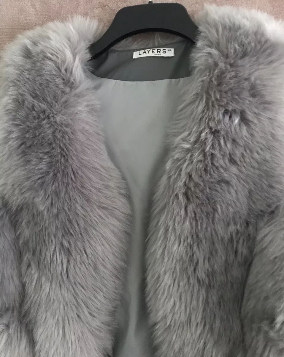 Grey gilet store faux fur