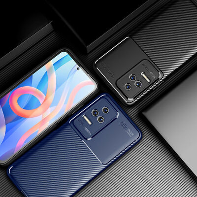 For Xiaomi 12T Pro Poco F4 11T  Hybrid Carbon Fiber  Case Cover + Glass Screen