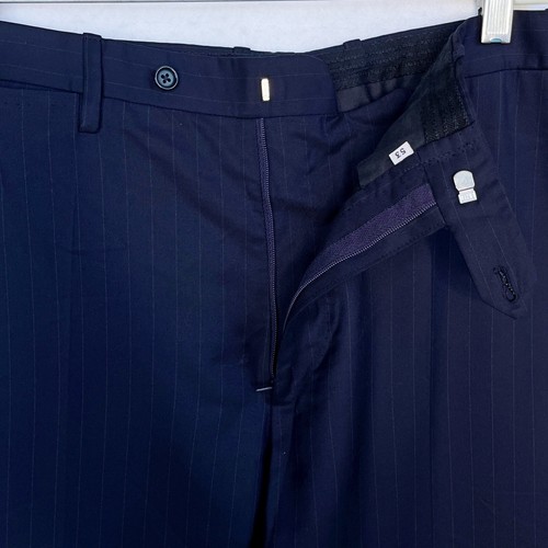 Pantalones de vestir Kiton Napoli a rayas etiqueta talla EU 53 US 37 para hombre azul marino - Imagen 6 de 12