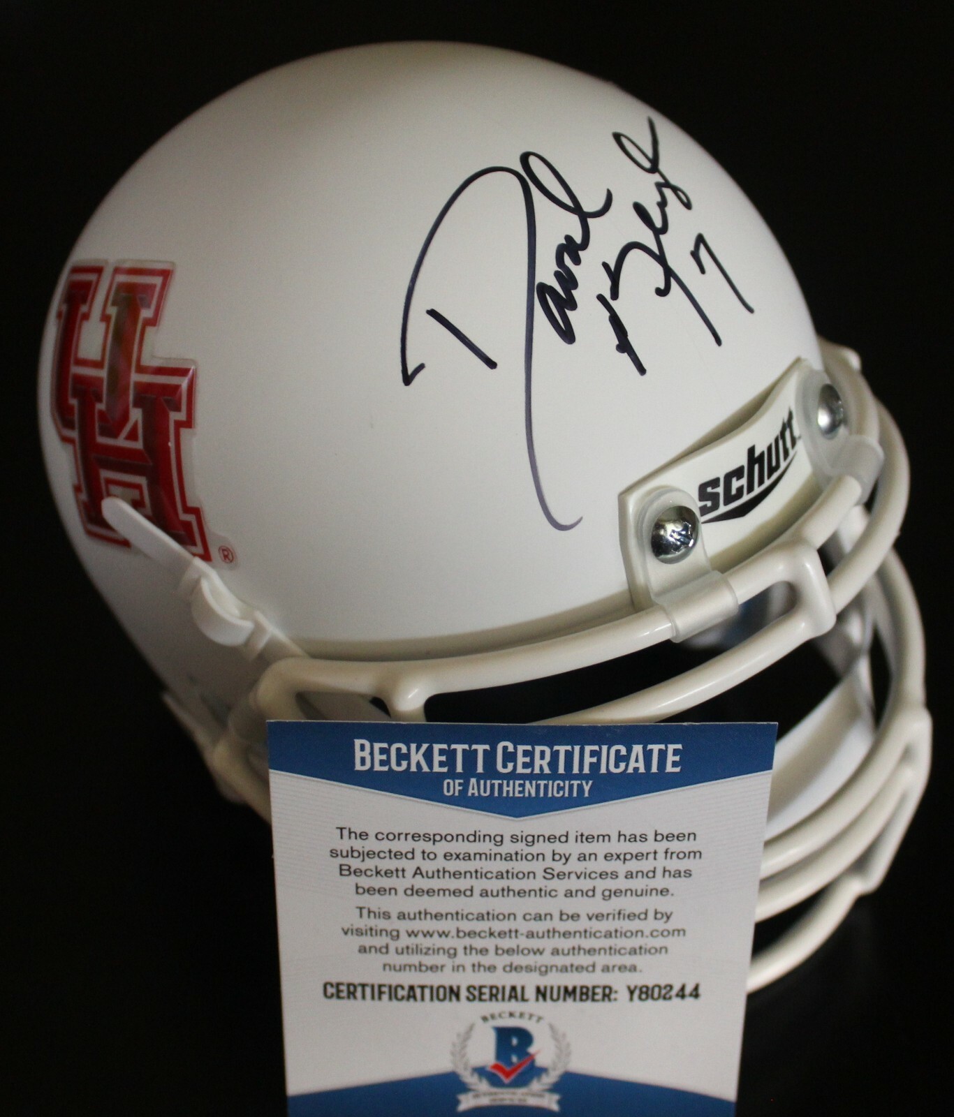 David Klingler Autographed Signed Houston Cougars Mini Football Helmet w/Beckett COA Y80244 