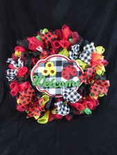 Woodland Cruffle Ladybug Deco Mesh Wreath