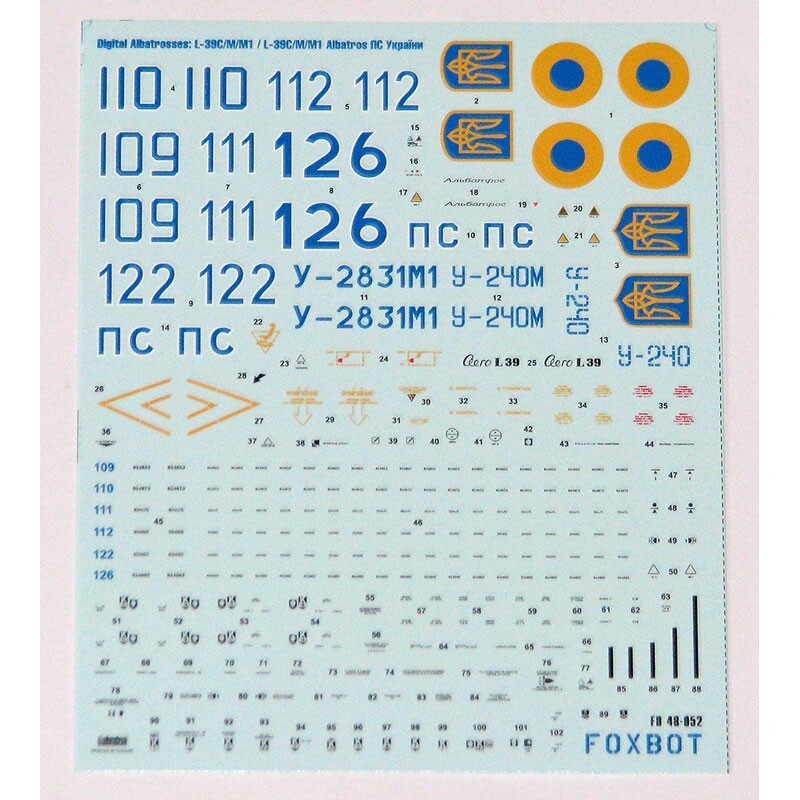 Foxbot 48-052 Decals for Ukrainian Digital Albatrosses: L-39C/M1