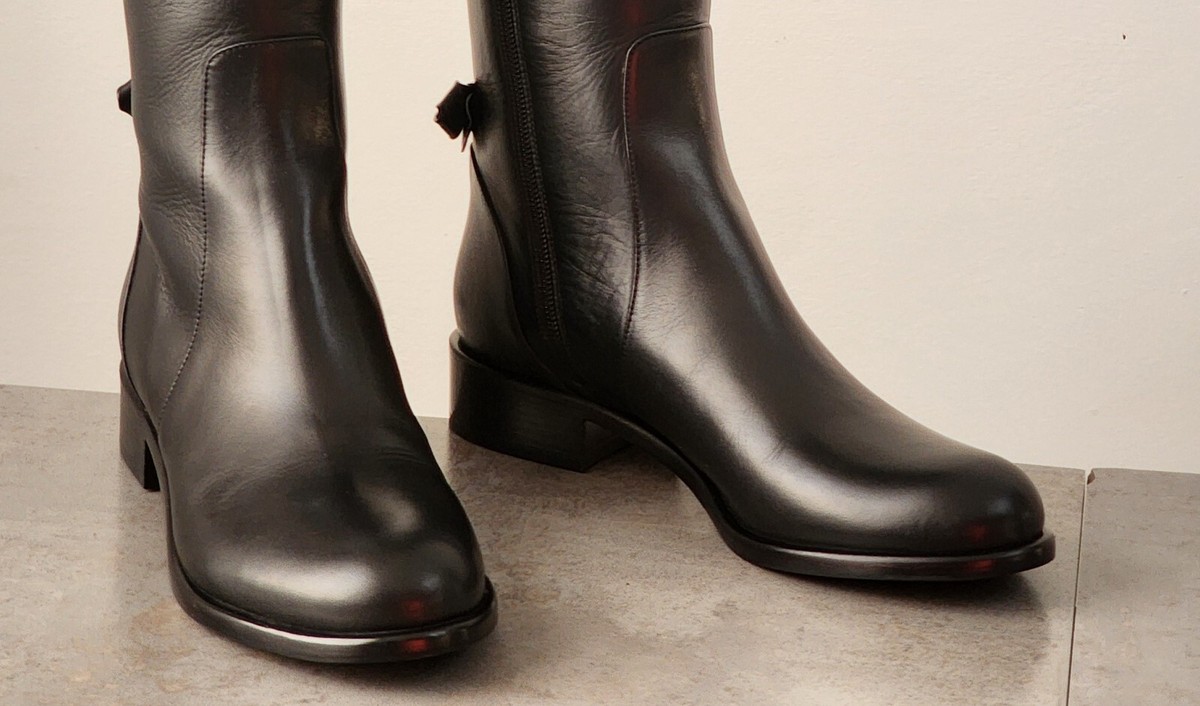 VALENTINO GARAVANI 36/6 BLACK LEATHER BOOTS 'N BOWS FOR VALENTINO GARAVANI 36/6 BLACK LEATHER BOOTS 'N BOWS FOR