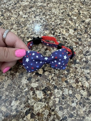 Cat Collar Breakaway with Bell and Bow Tie Red White Blue Adjustable Kitten