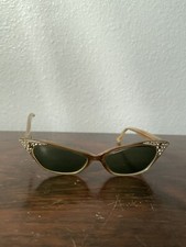 Women s cateye vintage rhinestone fashion studded sunglasses as is