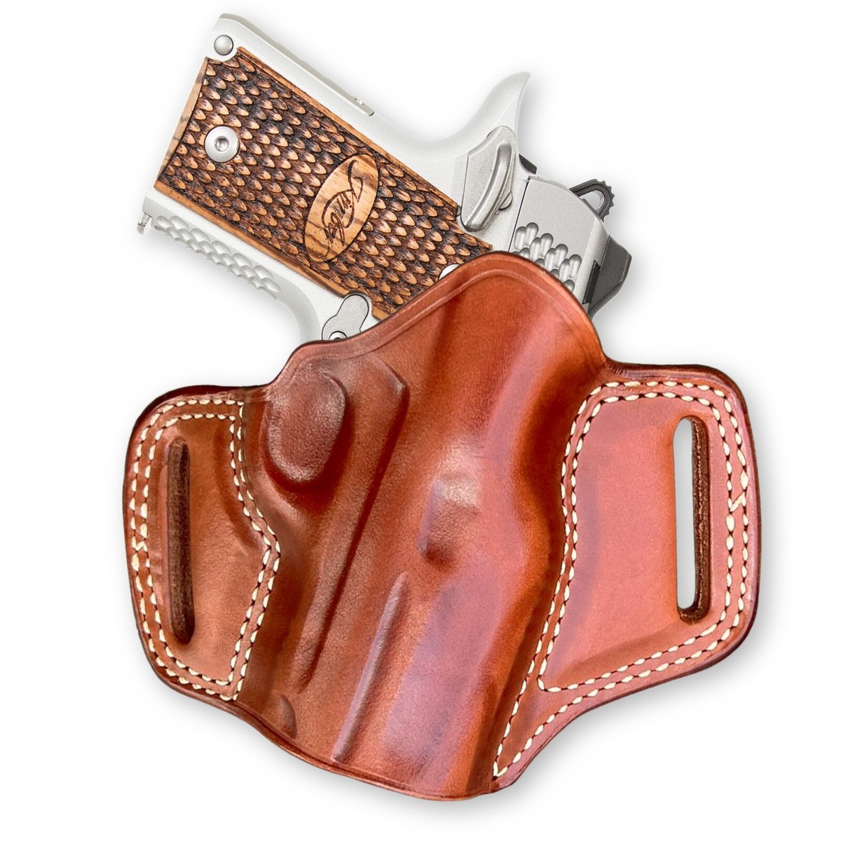 Leather Pancake Holster For Kimber Solo 9mm w/CT Laser Grips 2.7