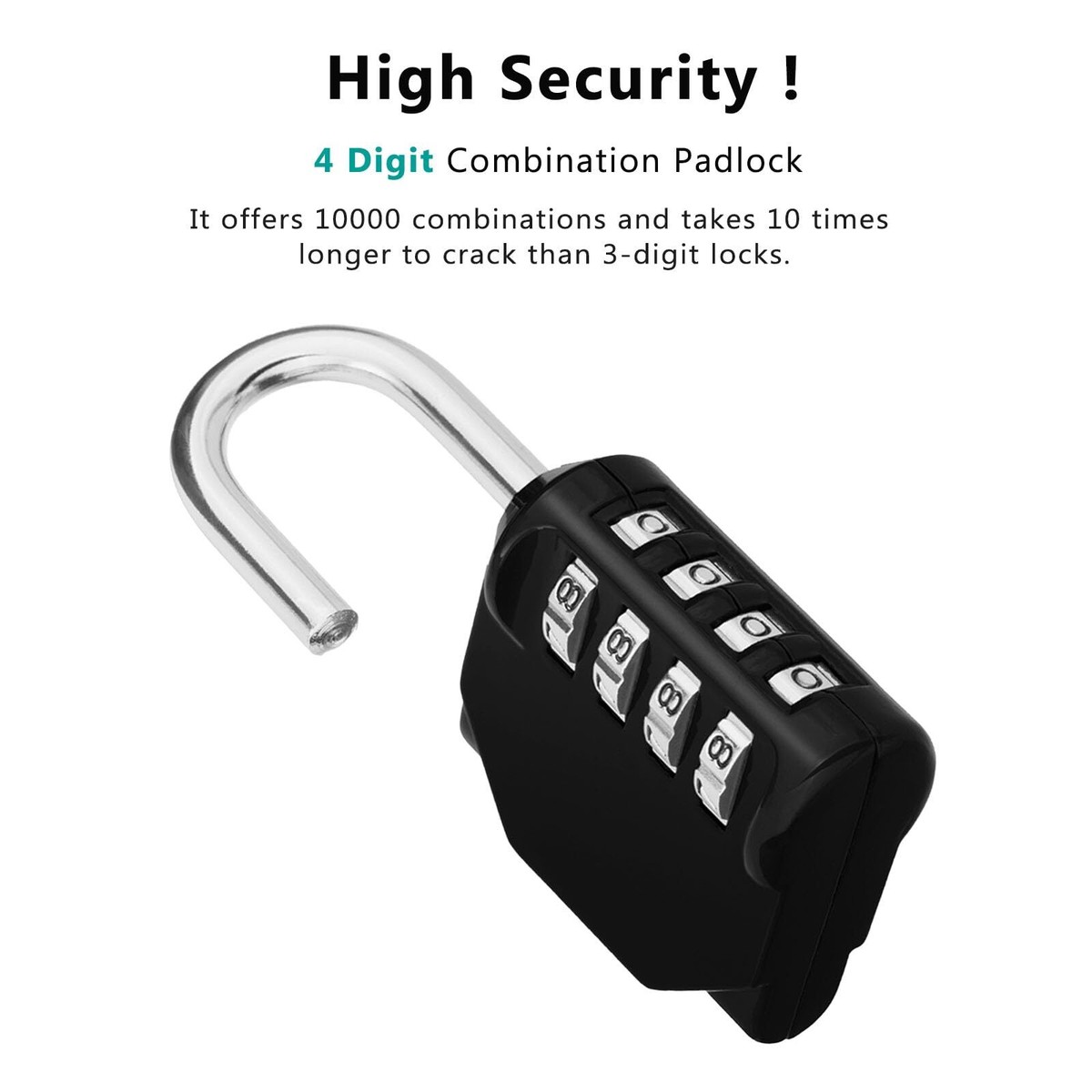 2-Pack 4-Digit Aluminum Combination Padlocks - 10,000 Combinations For Gym Lockers & Toolboxes