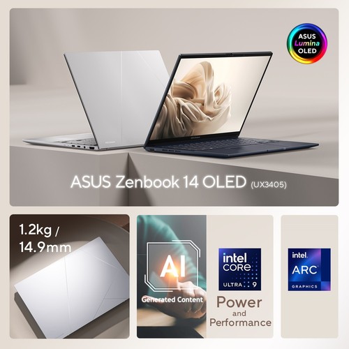 ASUS Zenbook 14 OLED 14"OLED 3K Intel Ultra 5 16/1TB SSD 1.2KG Laptop FedEx - Picture 3 of 3