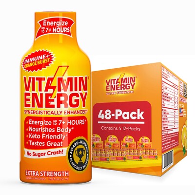 (48 Pack) Vitamin Energy  Immune+ Energy Shots, Clinically Proven