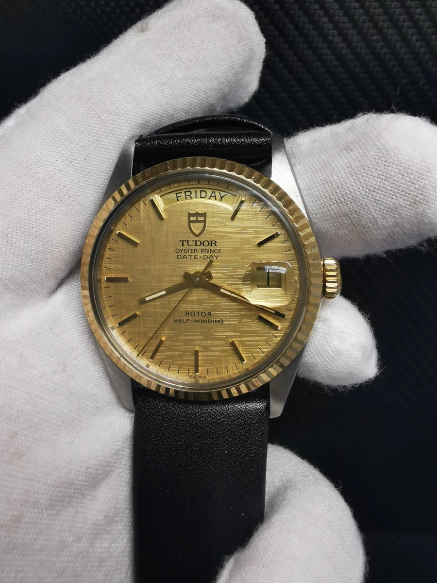14K GOLD BEZEL TUDOR 94613 OYSTER PRINCE DATE DAY SWISS 2834 AUTOMATIC WATCH