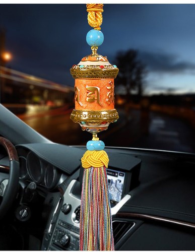 Amuleto Budismo Om Mani Símbolos Auspiciosos Oración Rueda Giratoria Coche Colgante - Imagen 21 de 22