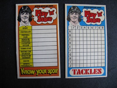 NABISCO KEVIN KEEGAN PLAY 'N' SCORE KARTEN X 2