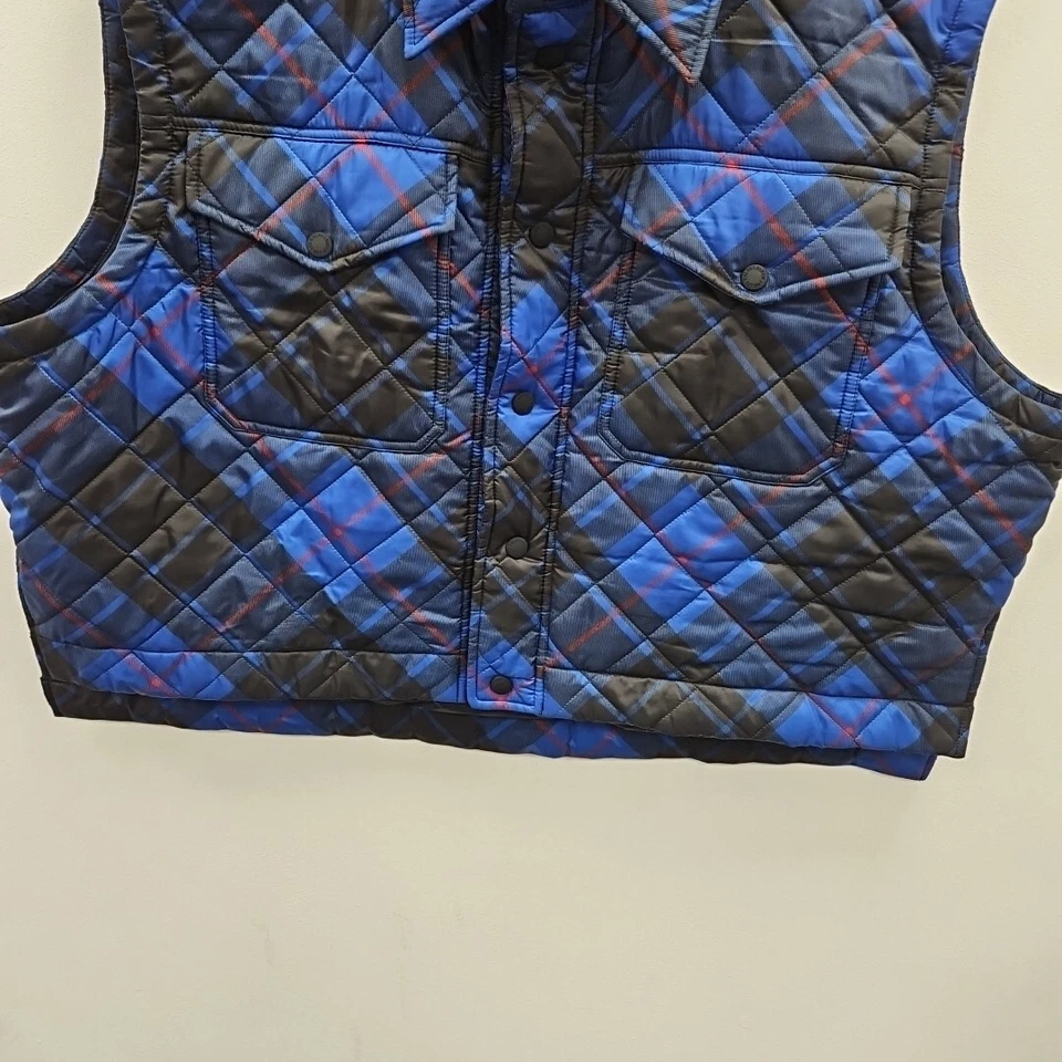 Polo Ralph Lauren Cropped Water Repellent Blue Plaid Vest Gilet Bodywarmer XXL - Image 4 of 4