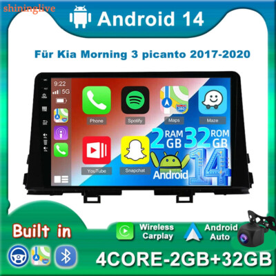 10'' AUTORADIO FÜR KIA MORNING 3 PICANTO 2017-19 ANDROID 14 GPS NAVI CARPLAY DAB