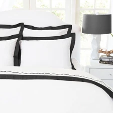 Modern&Luxury White With Black Edges Border Trimmed Made Bedding Duvet Cover Set
