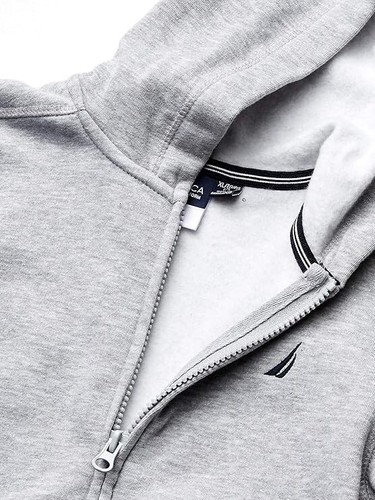 Nautica Boys' Zip Up Hoodie Sweatshirt, Signature Logo, Lightweight Fleece (5) M - Picture 2 of 3