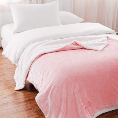 Rosa Kunstfell Fleece Decke Doppelbett Größe weich warm Sherpa Überwurf kuschelig
