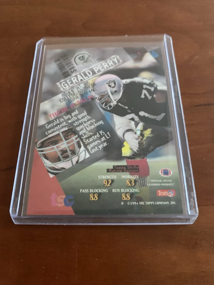 1994 Stadium Club Football Card #508 Gerald Perry - Los Angeles Raiders  - Image 2 of 2