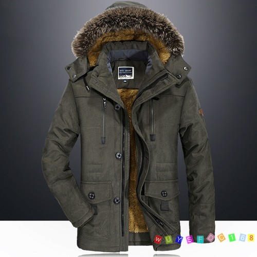 Giacca Con Cappuccio Inverno Da Uomo Pelliccia Cappotti Caldo Spessa Pile Parka Outwear Top - Foto 15 di 15