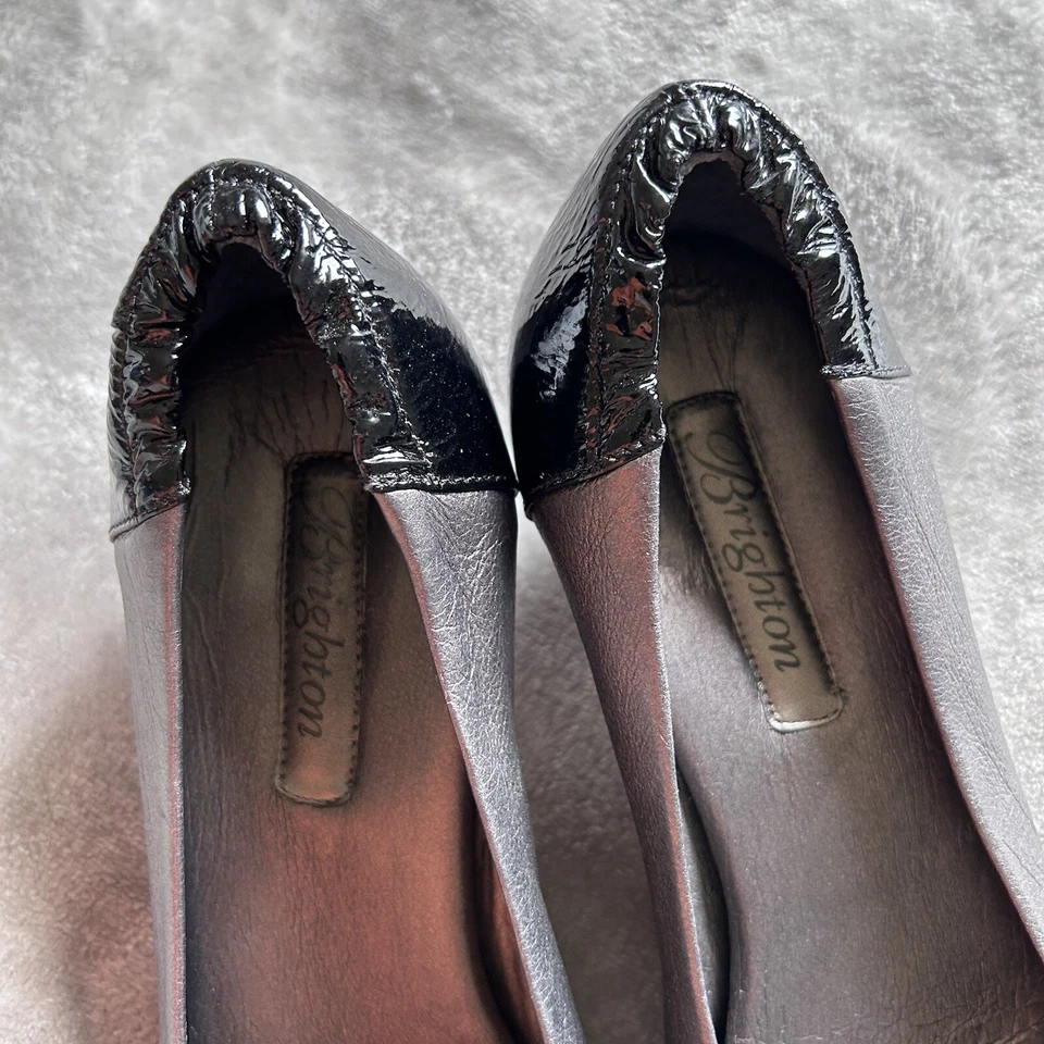 Brighton Mujer Marci Gatito Tacones 8.5M Negro Metálico Gris Plateado Trabajo Fiesta Foto 4 de 4