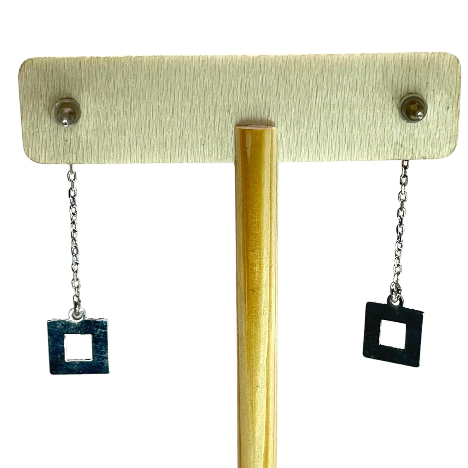 925 Sterling Silver Square Dangle Drop Earrings G… - image 3