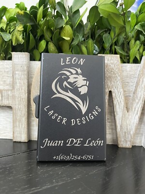 Auto Eject Mens Wallet | RFID Blocking | Slim(BLACK) Laser Engraved Personalized