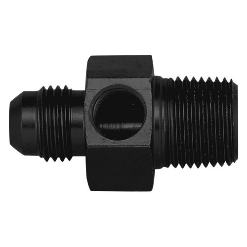 Straight Adapter Fitting - 6 AN To 3/8" NPT, Black Anodized 6061-T6 Aluminum