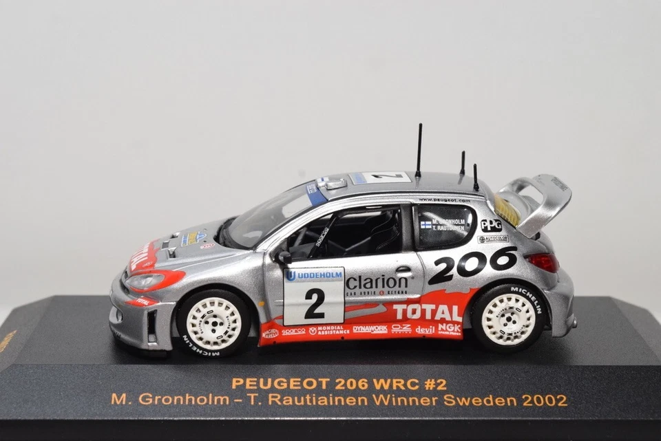 B21 1:43 IXO RAM078 PEUGEOT 206 WRC #2 GANADOR RALLY DE SUECIA 2002 GRONHOLM SIN USAR, EN CAJA Foto 3 de 4