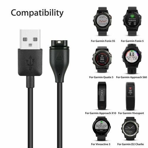 Garmin Fenix 6X Pro Sapphire Replacement Charger Cable - Genuine-Style USB Charging Cord