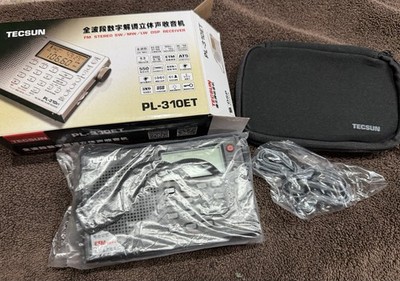 NOS TECSUN PL-310ET Black PLL DSP Multi Band Radio Receiver In Box W Papers Case