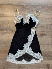 Frederick's of Hollywood Black Chemise with Ivory Lace Trim