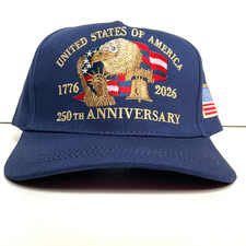 USA 250th Anniversary 1776 2026 United States Baseball Cap Hat Embroidery BLUE