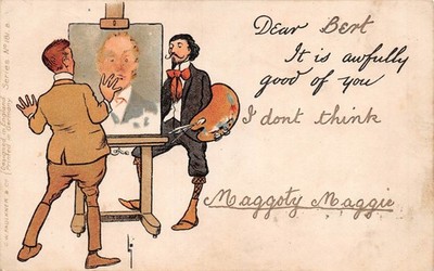 POSTKARTE COMIC WEGSCHREIBEN ES IST SCHRECKLICH GUT VON DIR MALERMOTIV