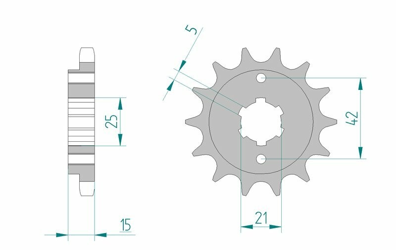 Pignon AFAM standard acier 52500 en pas 530 pour transmission moto