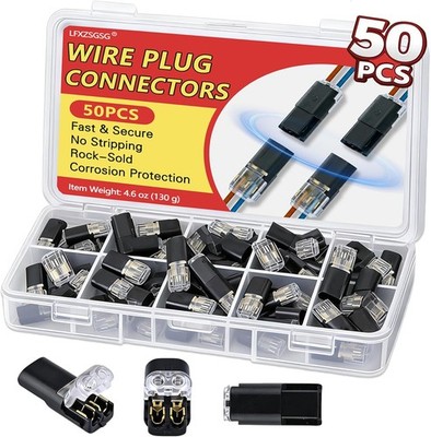 50Pcs Standard Quick Connect Wire Connectors No Stripping Double Wire Plug in