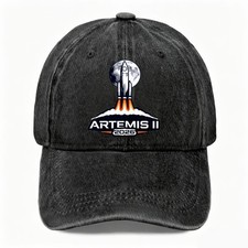 Artemis II Mission Baseball Cap, Vintage Washed Space Hat, Unisex Multi-Color